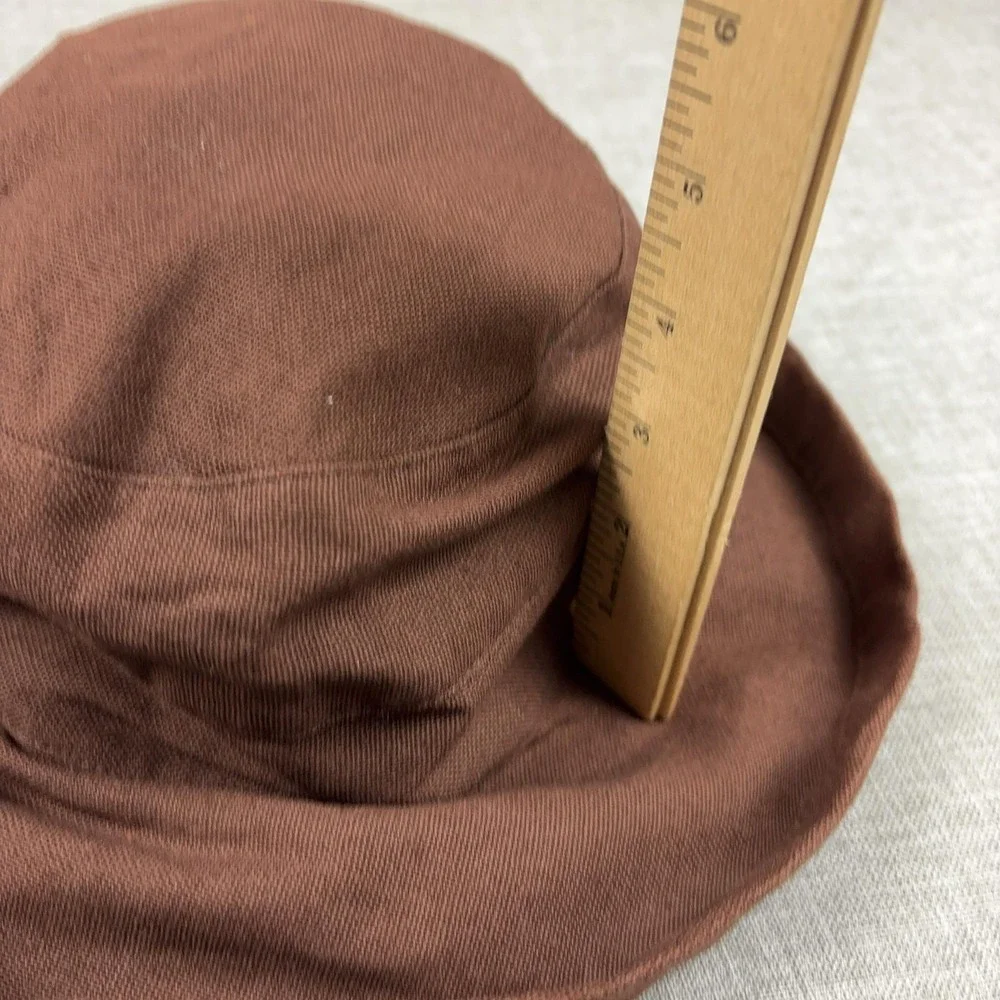 Scala Collezione Hat Bucket Brown Cotton Canvas Sun Adjustable Womens One Size